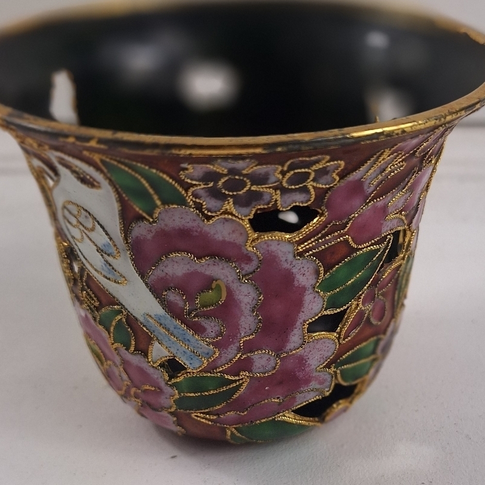 Chinese Enameled Cloisonne  Votive Holder - Picture 7 of 10